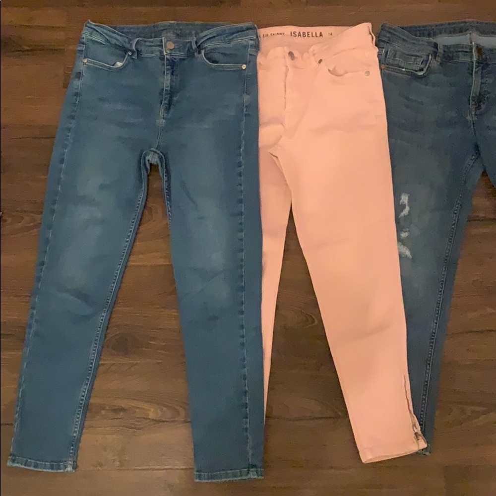 Jeans - blue, pink, & ripped denim - $8 each